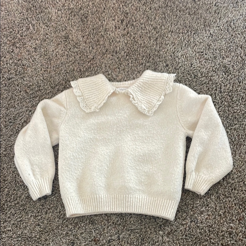 Zara Cream Crew Neck Sweater Soft Minimalist Design